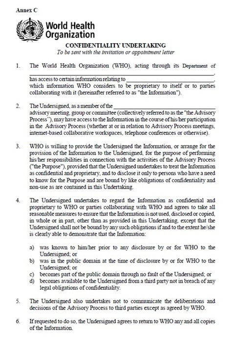 Annex C: Confidentiality undertaking