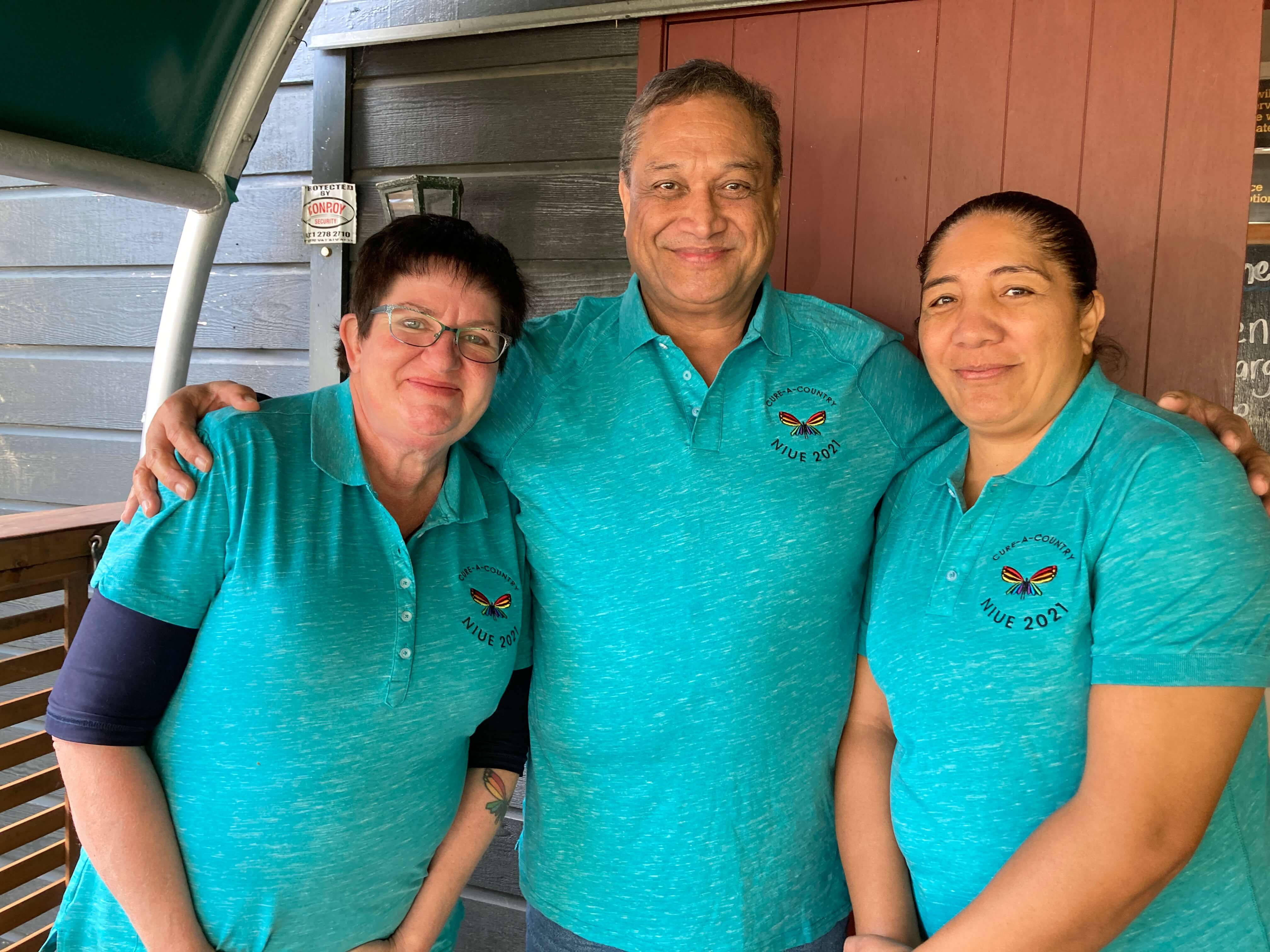Global Health New Zealand Co-Founder Hazel Heal, Director of Health Dr Edgar Akau’ola, and Director-General for the Ministry of Social Services Mrs Gaylene Tasmania.