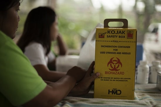 Vaccination campaign to prevent outbreak of measles and polio among survivors of the typhoon